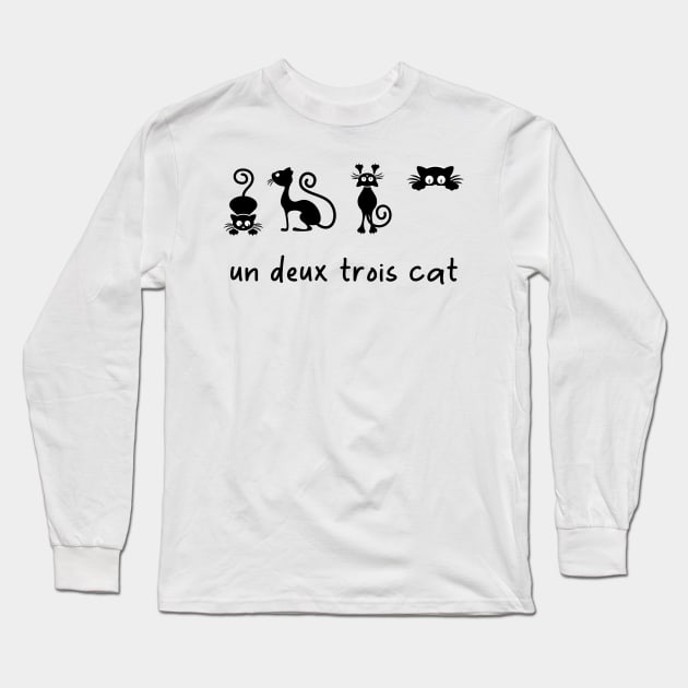 Un Deux Trois Cat Long Sleeve T-Shirt by AwesomeDesignArt